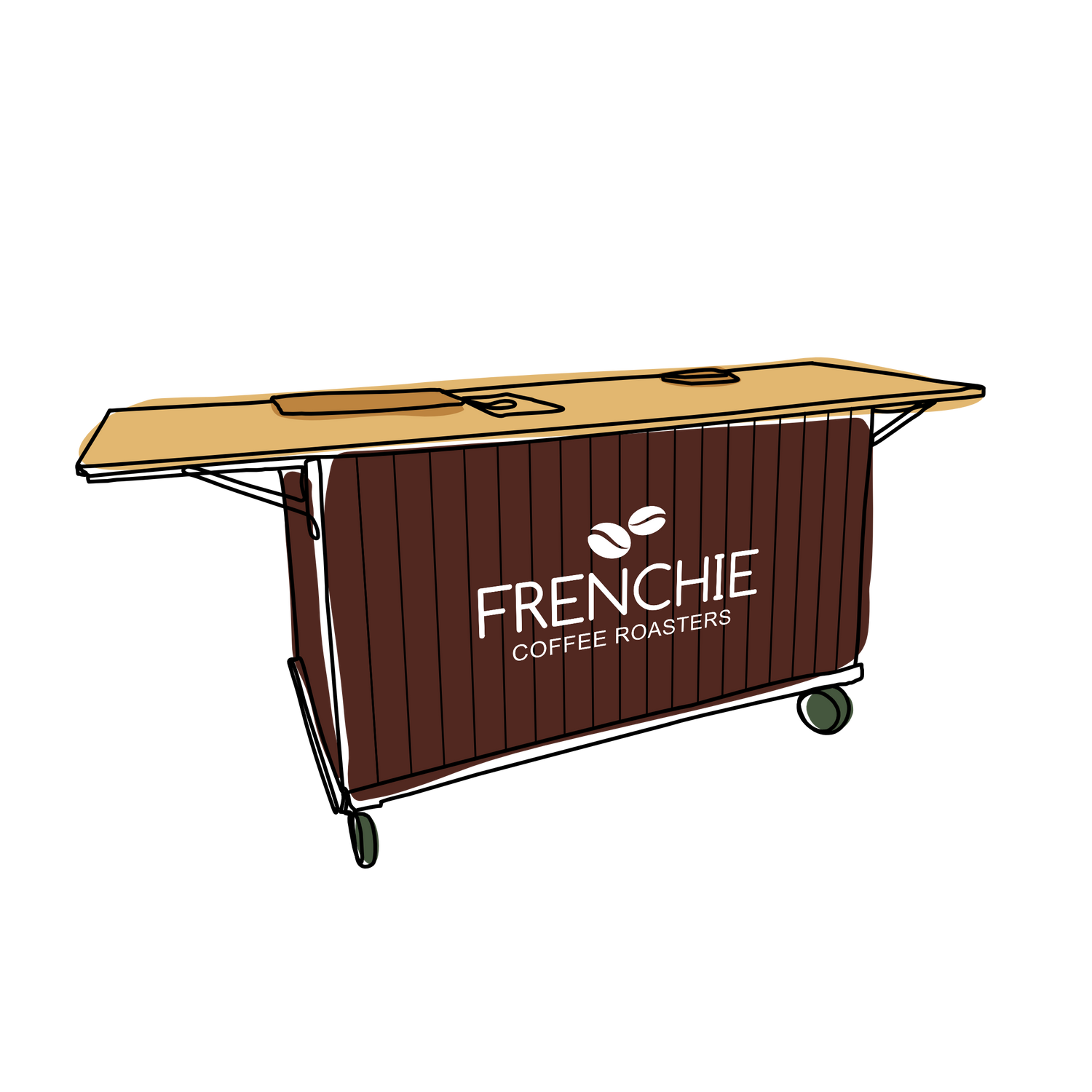 brown and tan coffee cart