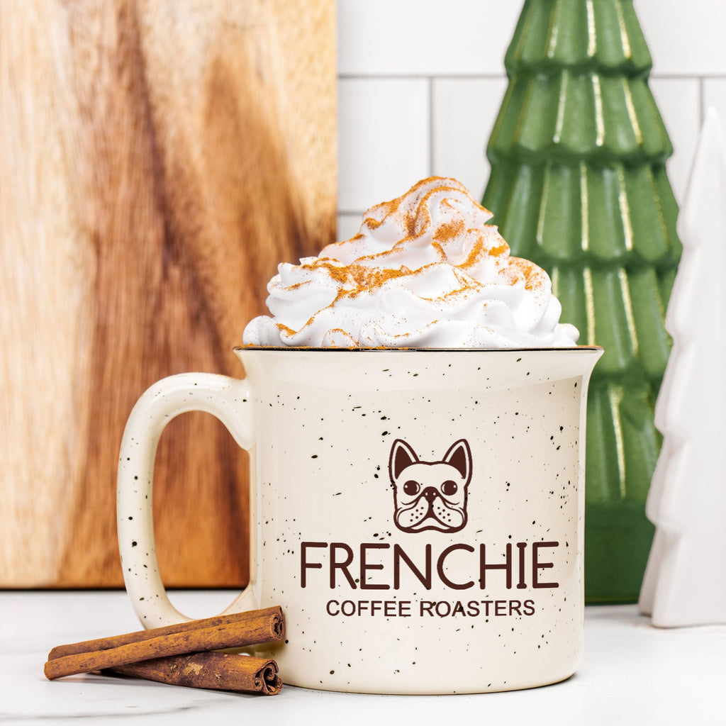 Frenchie Coffee Roasters Ceramic Camp Mug Speckled Cream 13oz
