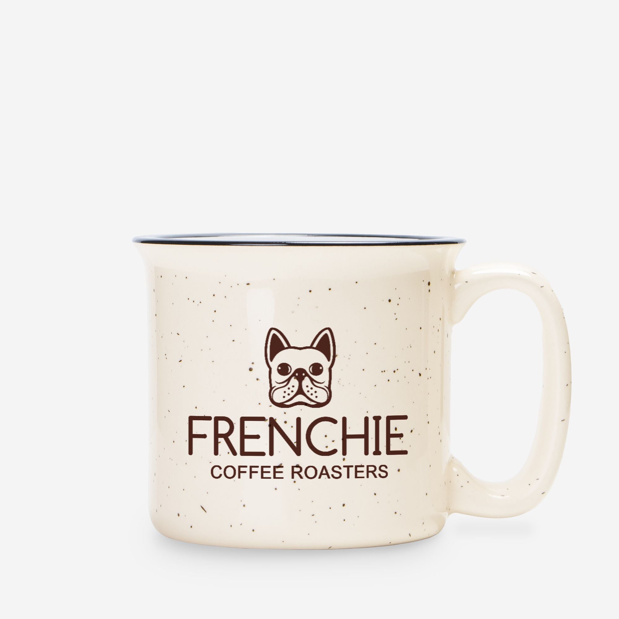 Frenchie Coffee Roasters Ceramic Camp Mug Speckled Cream 13oz