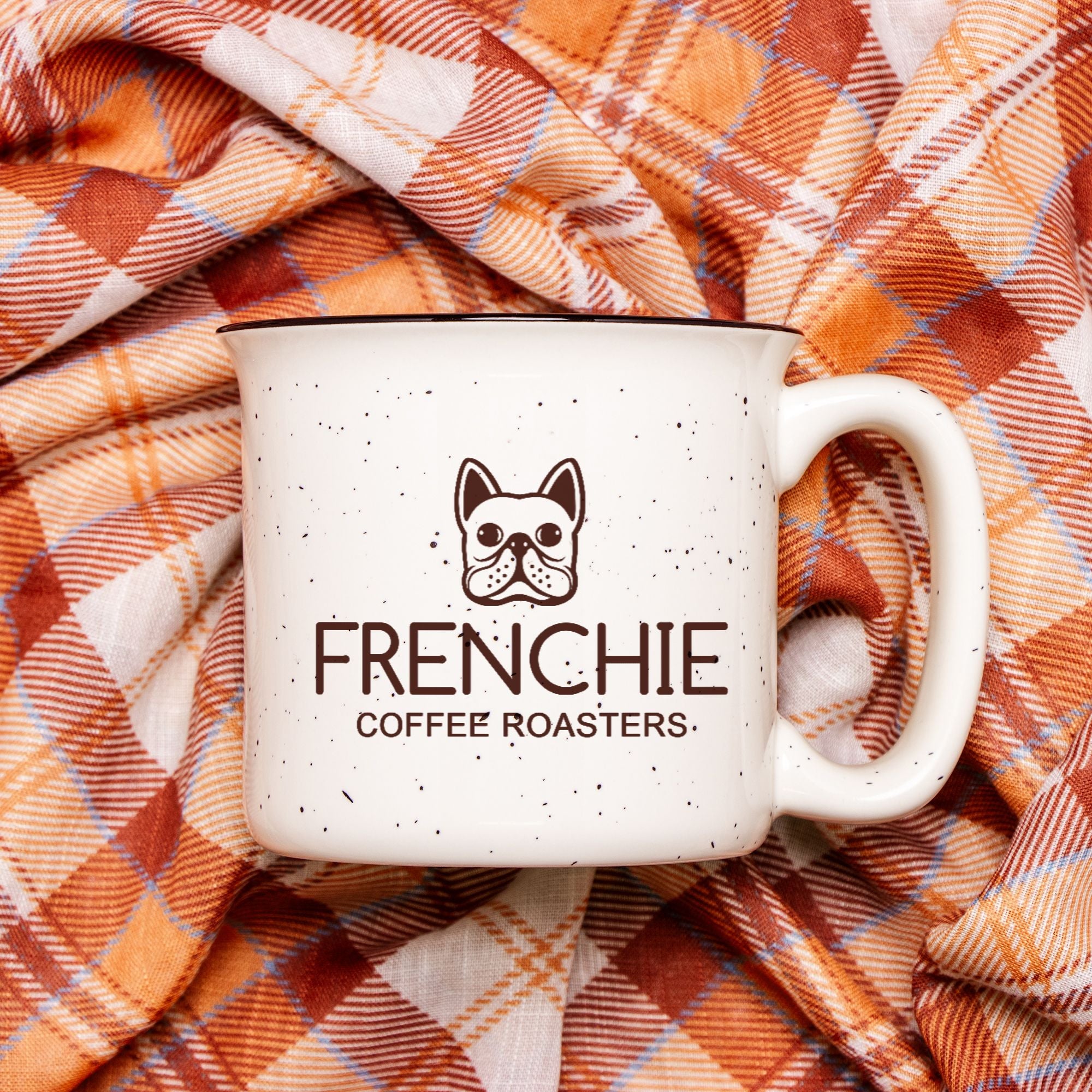 Frenchie Coffee Roasters Ceramic Camp Mug Speckled Cream 13oz