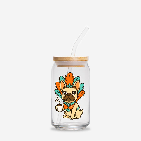 Life of a Frenchie Girl Glass Can