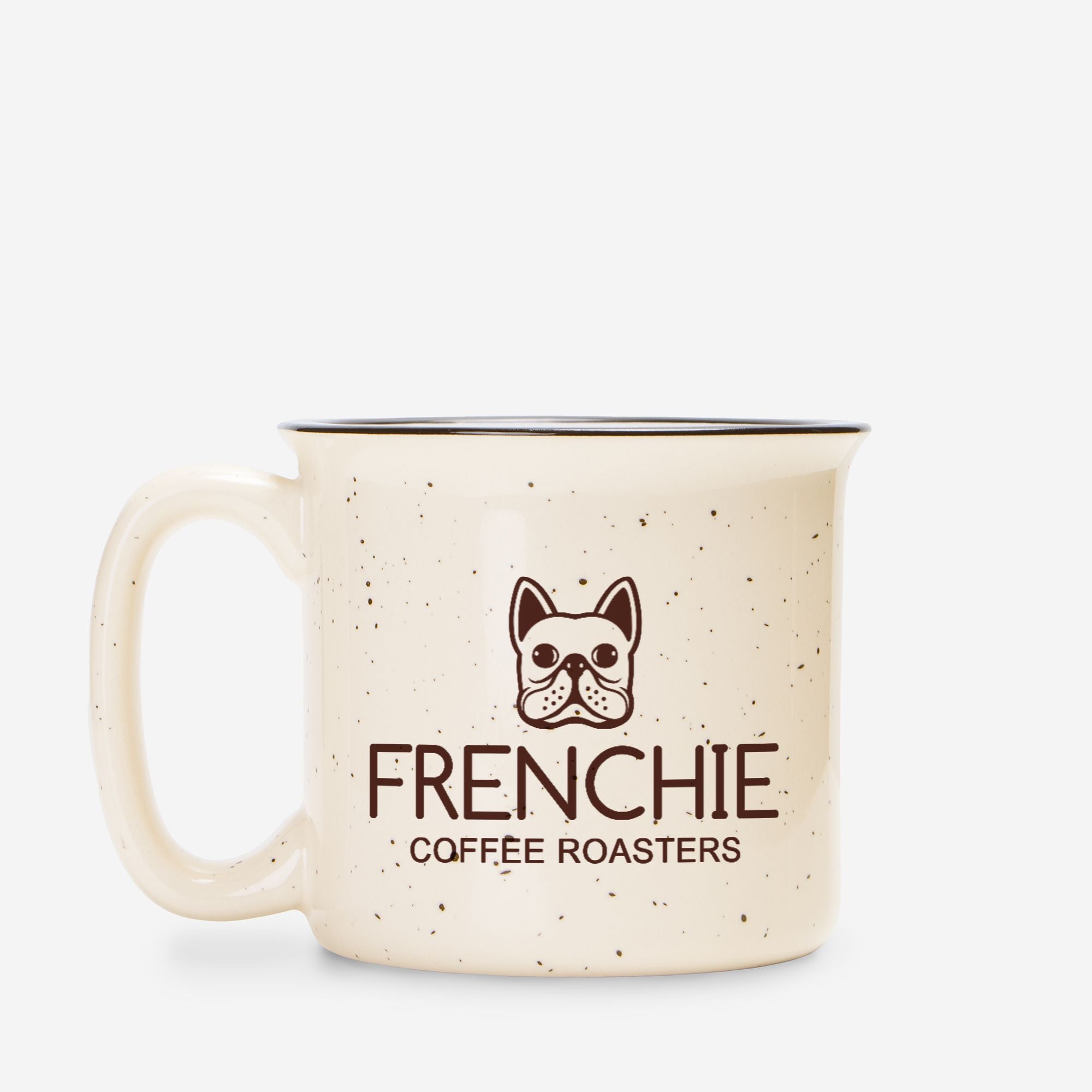 Frenchie Coffee Roasters Ceramic Camp Mug Speckled Cream 13oz